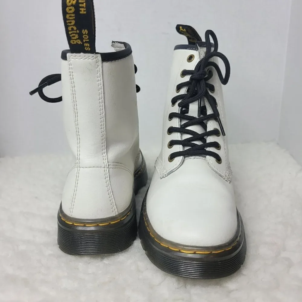 Dr. Martens Women's Size 6 Zavala White Leather Lace Up Combat Boots